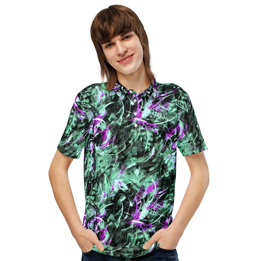 Amethyst Flux on Men's Slim Fit Polo Shirt — Front