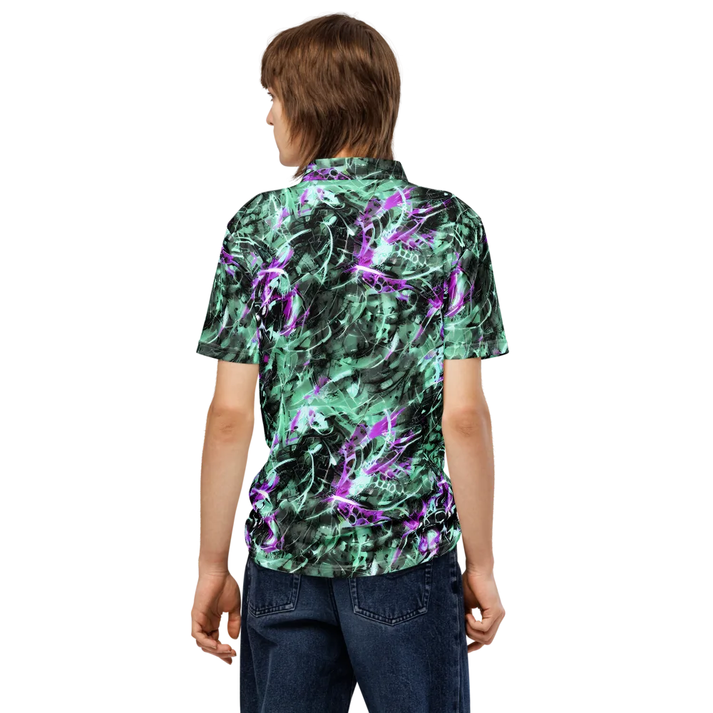 Amethyst Flux on Men's Slim Fit Polo Shirt — Back
