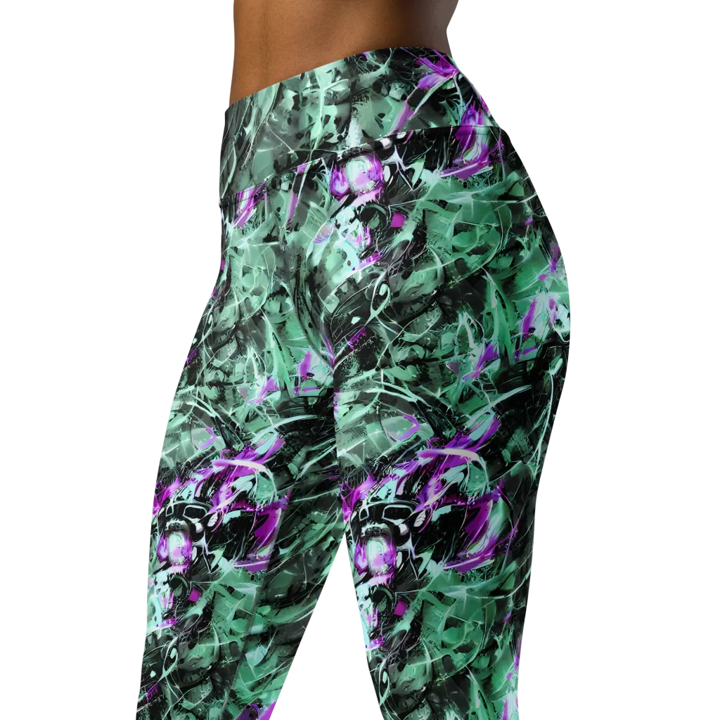 Amethyst Flux on Yoga Leggings — Left Front