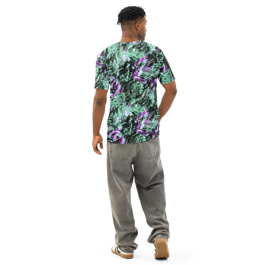 Amethyst Flux on Men's Cotton Crew Neck T-Shirt — Back