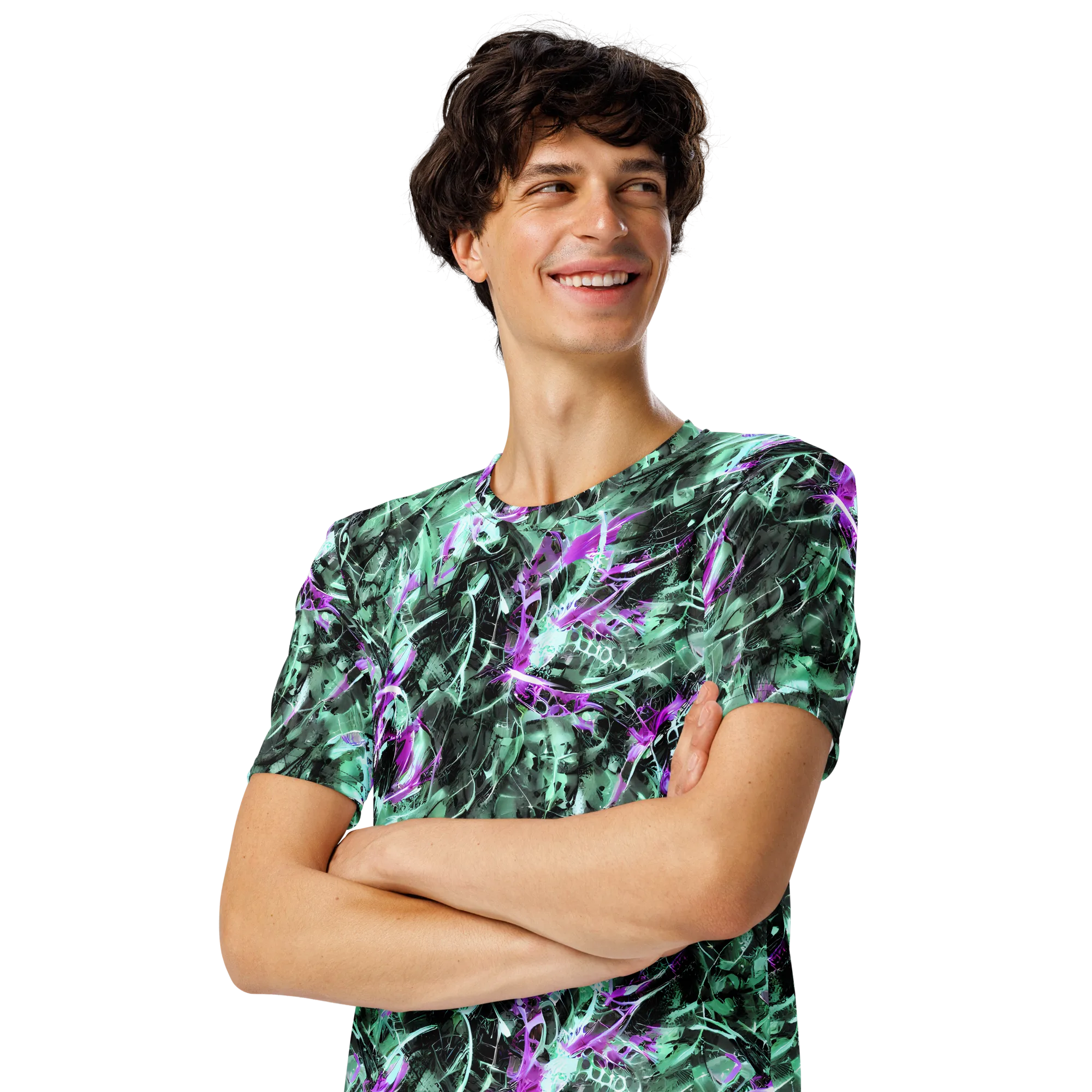 Amethyst Flux on Men's Crew Neck T-Shirt — Left Front