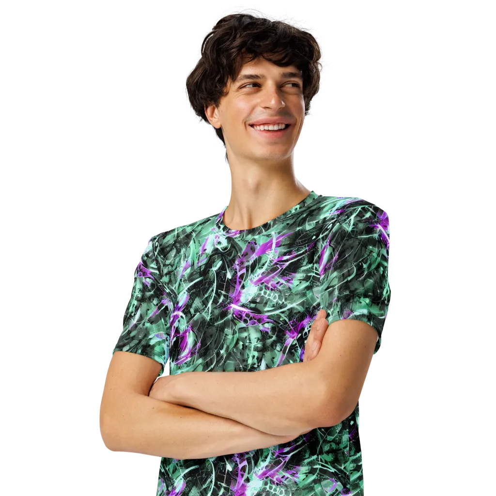Amethyst Flux on Men's Crew Neck T-Shirt — Left Front