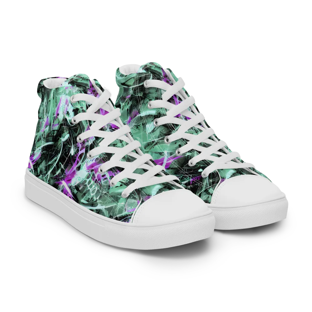 Amethyst Flux on Men's High Top Canvas Shoes — Right Front