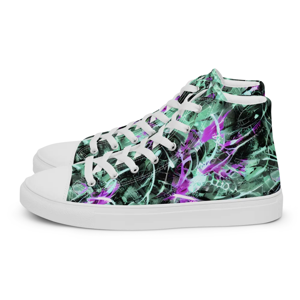Amethyst Flux on Men's High Top Canvas Shoes — Left