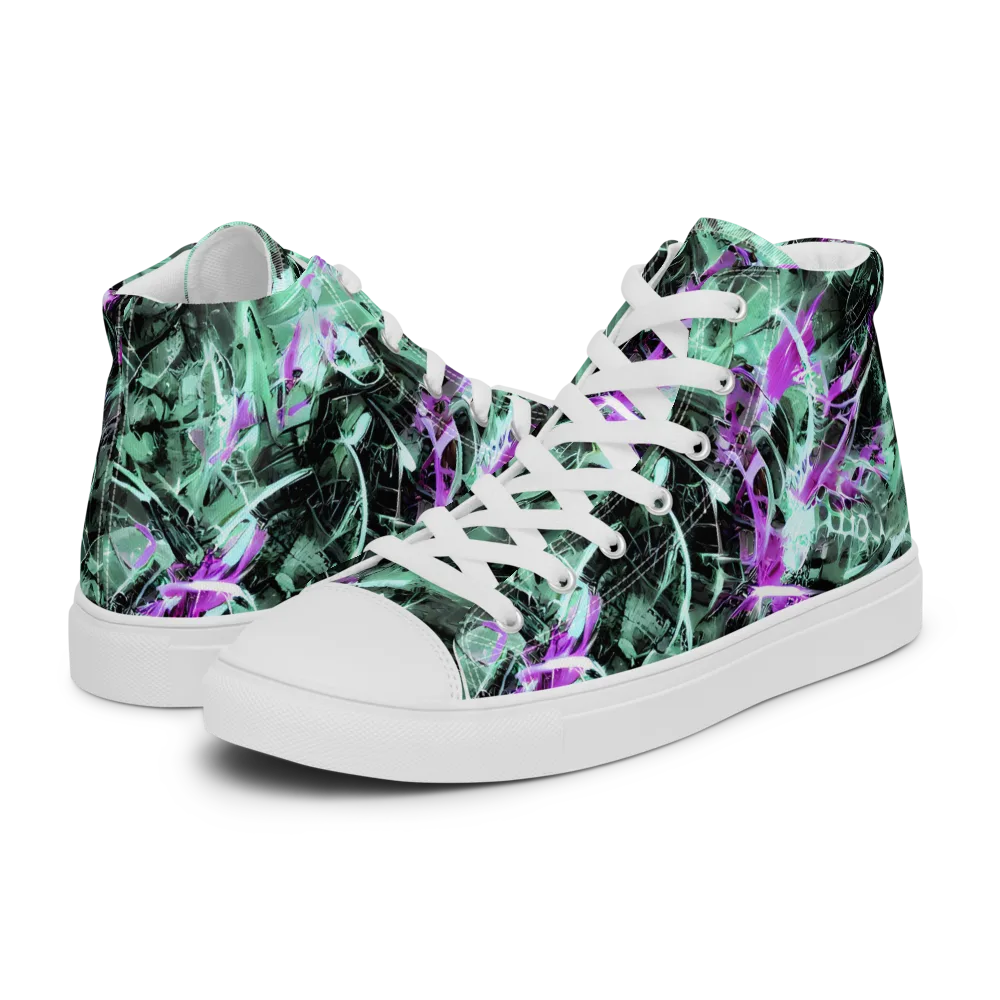 Amethyst Flux on Men's High Top Canvas Shoes — Left