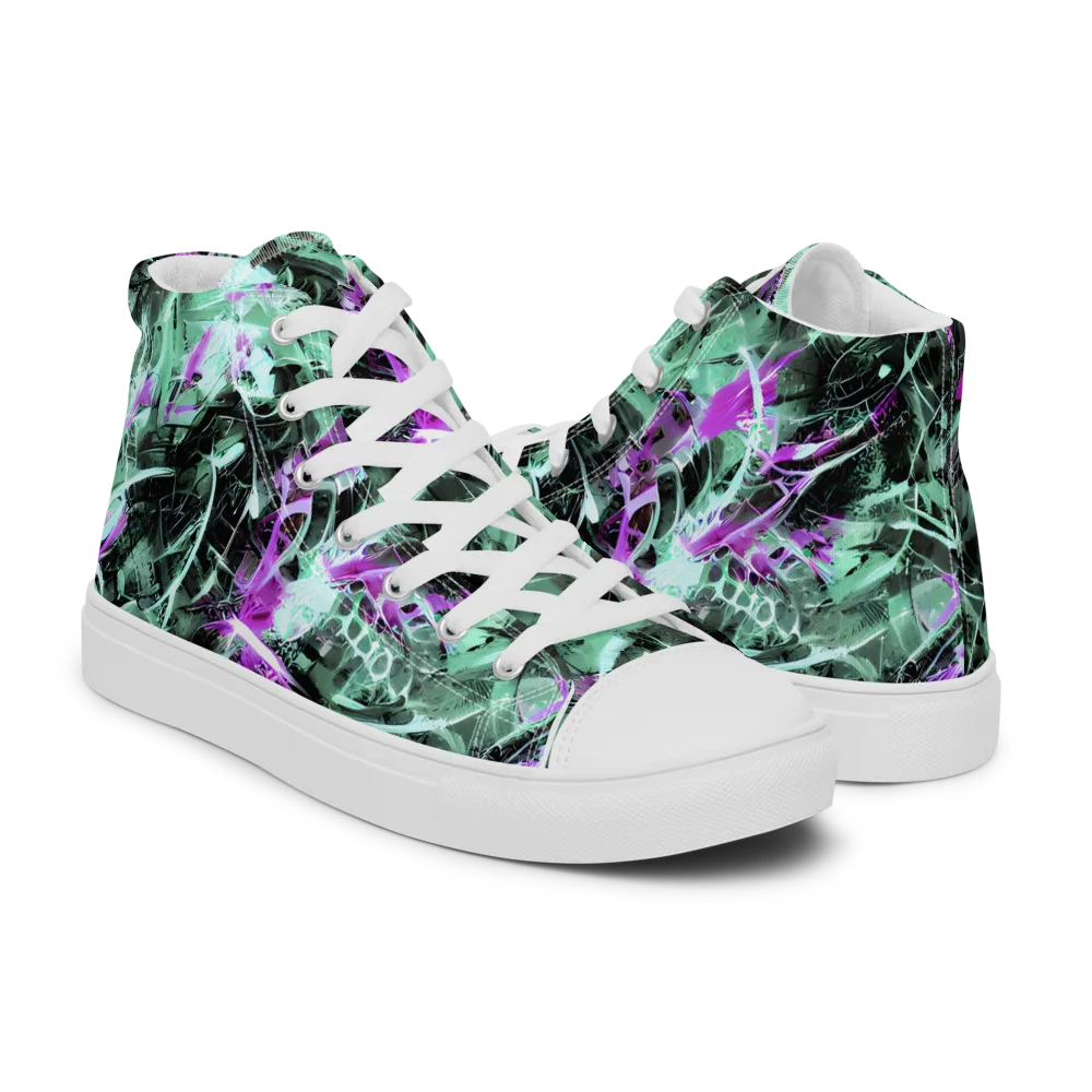 Amethyst Flux on Men's High Top Canvas Shoes — Right