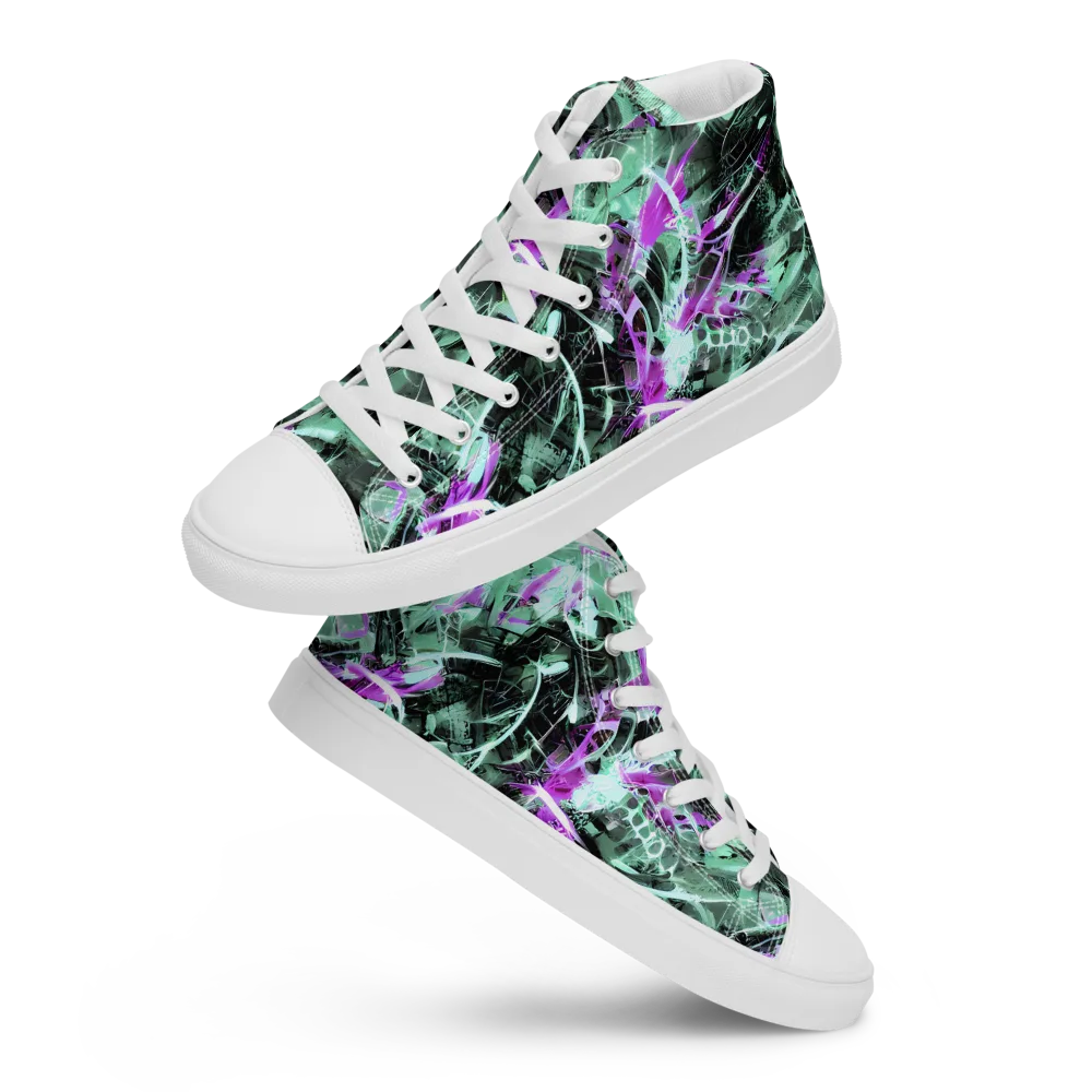 Amethyst Flux on Men's High Top Canvas Shoes — Front
