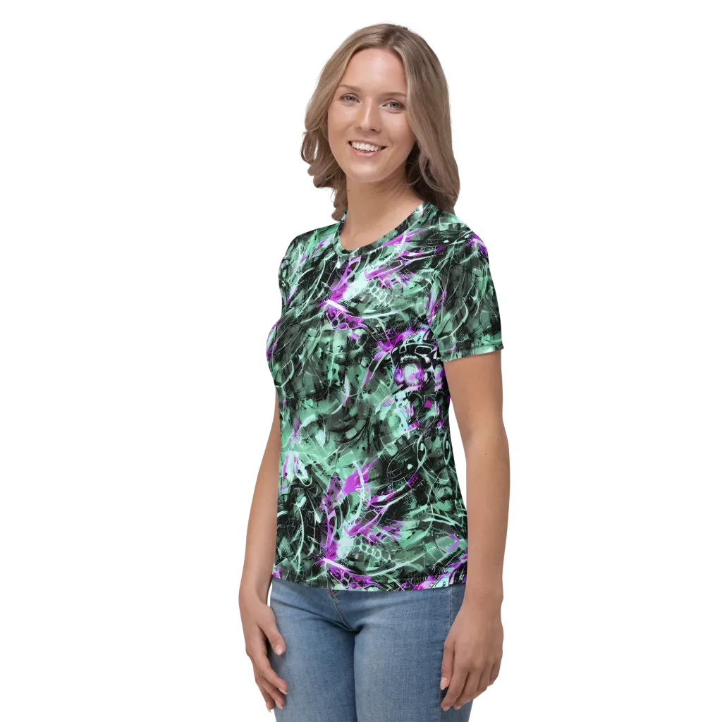 Amethyst Flux on Women's Crew Neck T-Shirt — Left