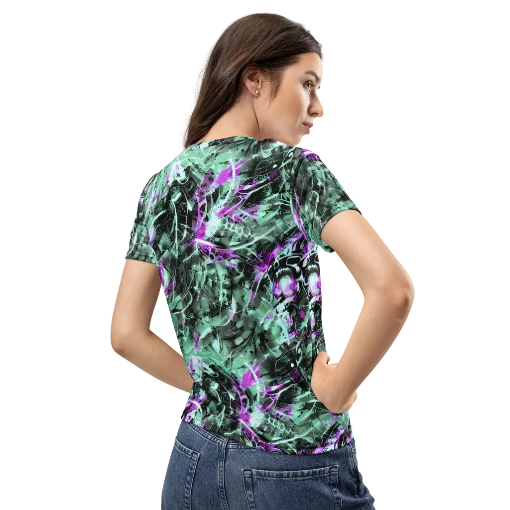 Amethyst Flux on Women's Crew Neck T-Shirt — Back