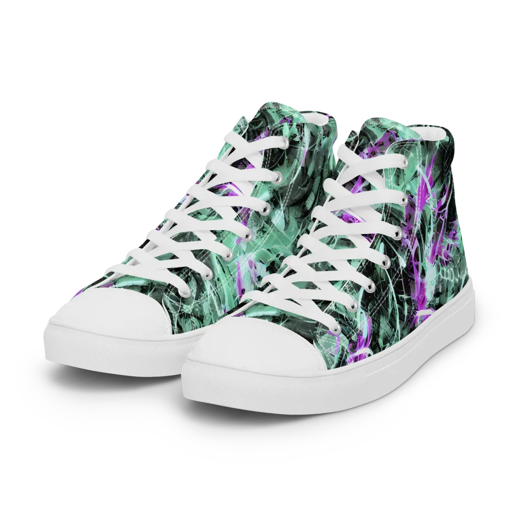 Amethyst Flux on Women's High Top Canvas Shoes — Left Front
