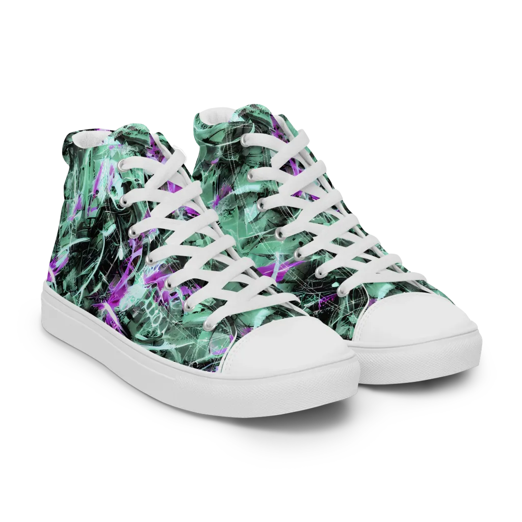 Amethyst Flux on Women's High Top Canvas Shoes — Right Front