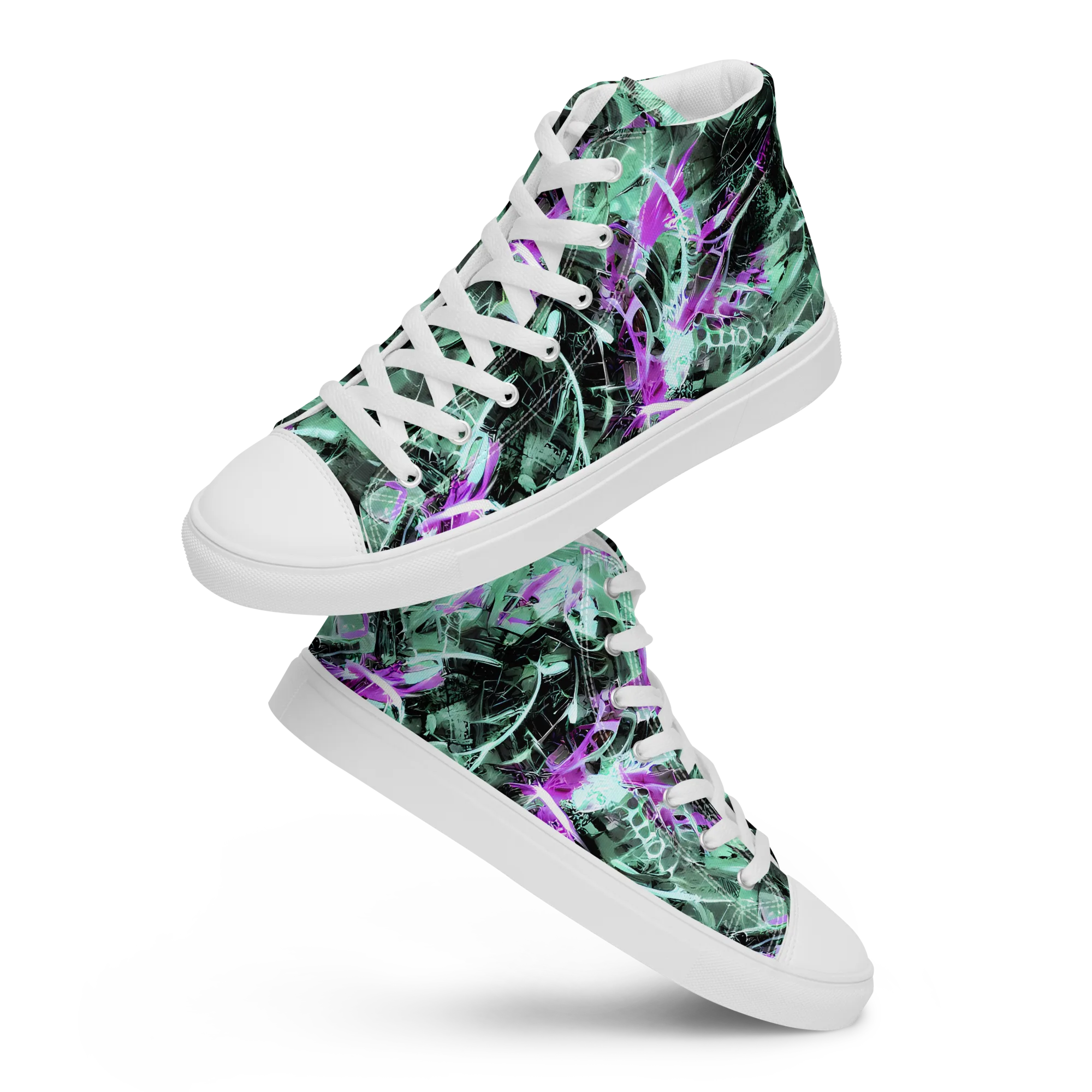 Amethyst Flux on Women's High Top Canvas Shoes — Front