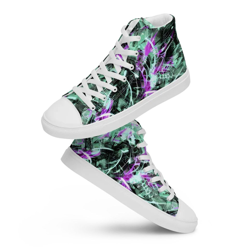 Amethyst Flux on Women's High Top Canvas Shoes — Front