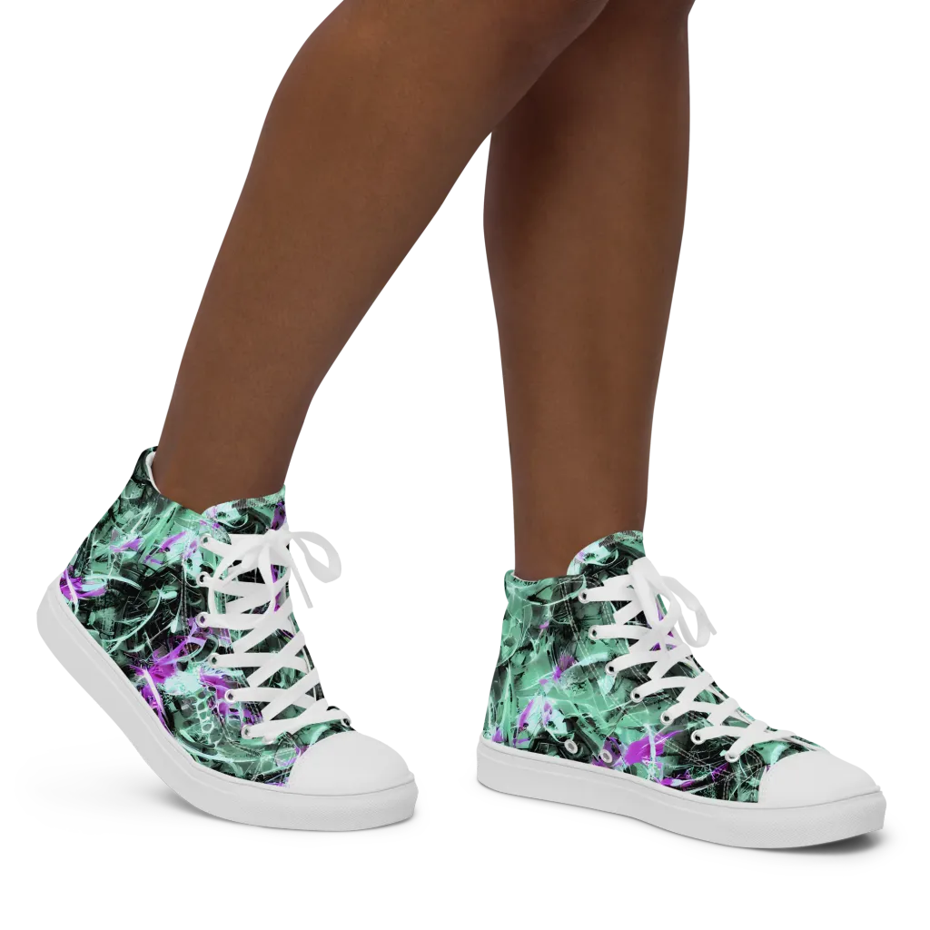 Amethyst Flux on Women's High Top Canvas Shoes — Right