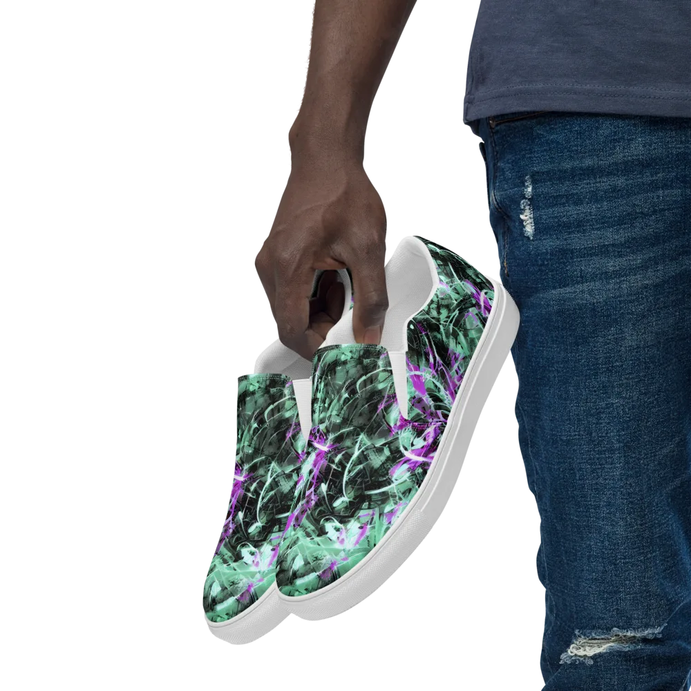 Amethyst Flux on Men's Slip-On Canvas Shoes — Left Front
