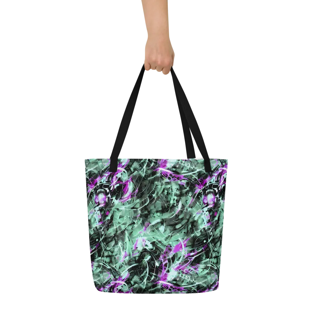 Amethyst Flux on Large Tote Bag W/ Pocket — Front