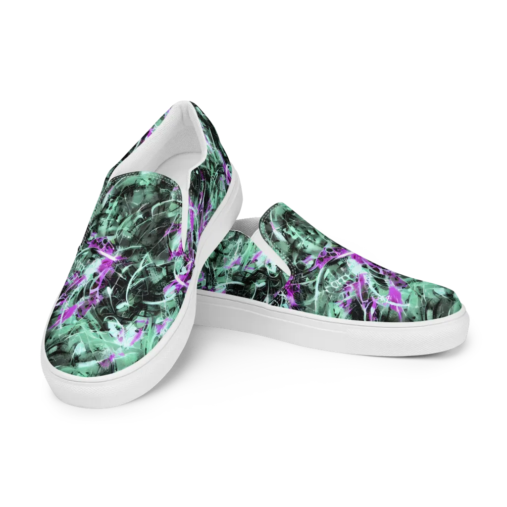 Amethyst Flux on Women's Slip-On Canvas Shoes — Left Front