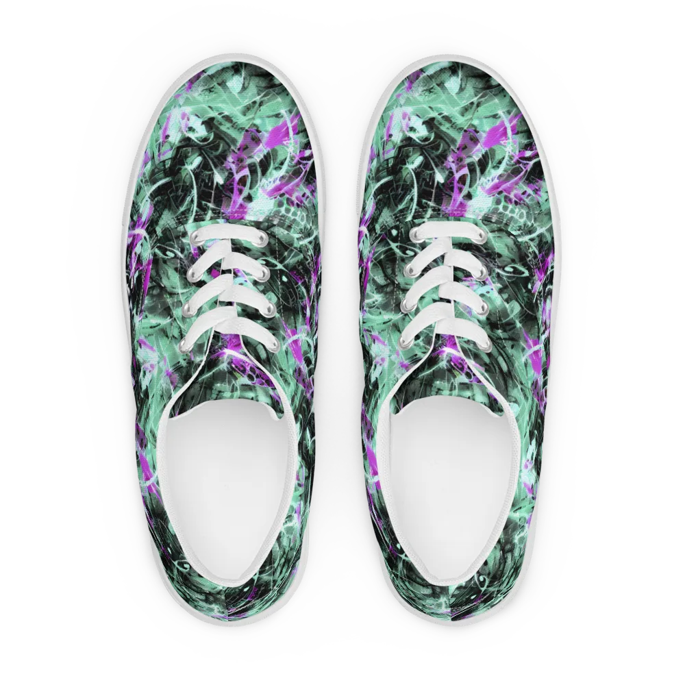Amethyst Flux on Men's Lace-Up Canvas Shoes — Front