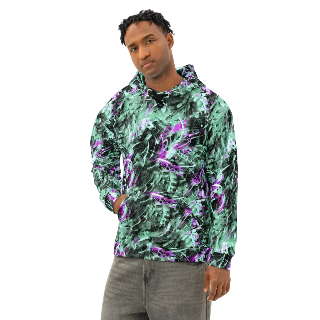 Amethyst Flux on Cotton Hoodie — Left Front