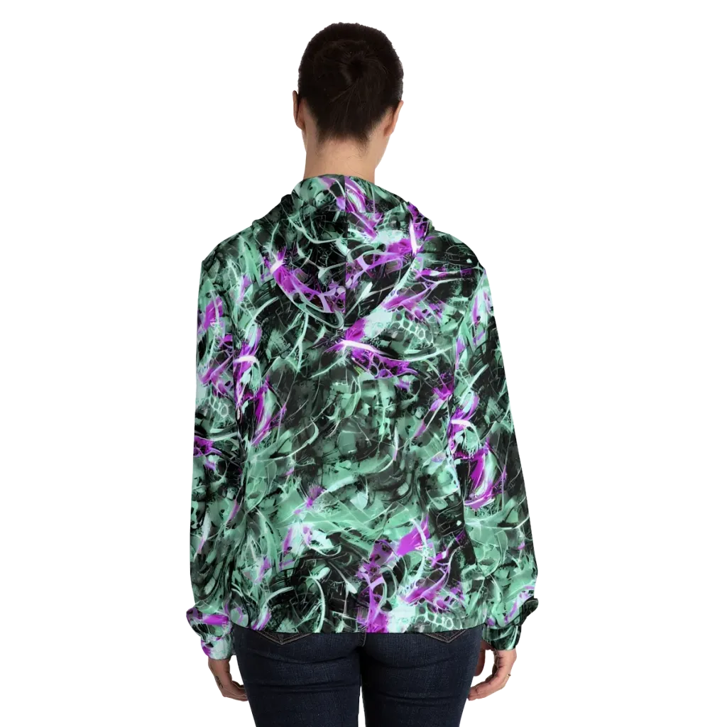 Amethyst Flux on Women's Full-Zip Hoodie — Back On Person