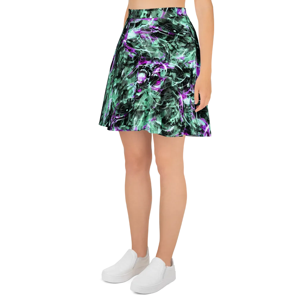 Amethyst Flux on Skater Skirt — Left