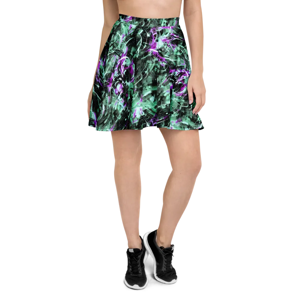 Amethyst Flux on Skater Skirt — Front