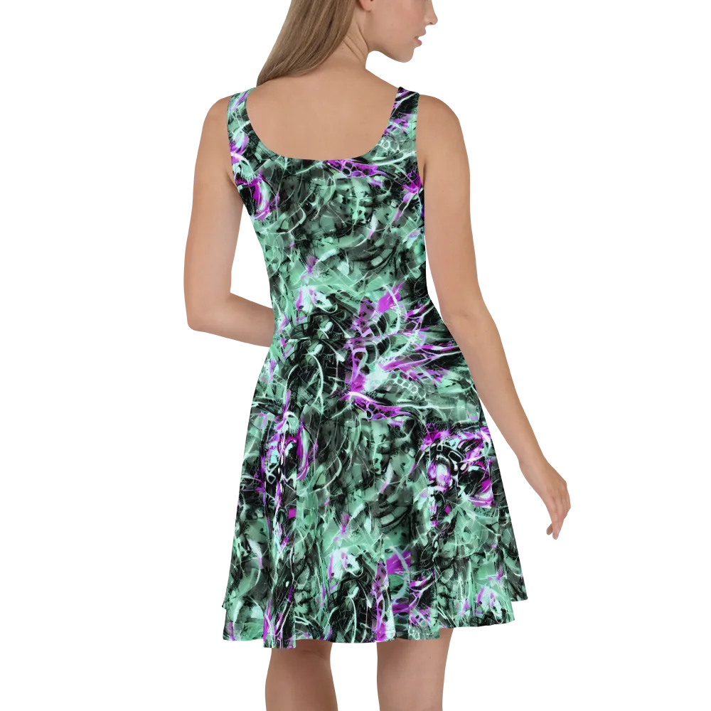 Amethyst Flux on Skater Dress — Back