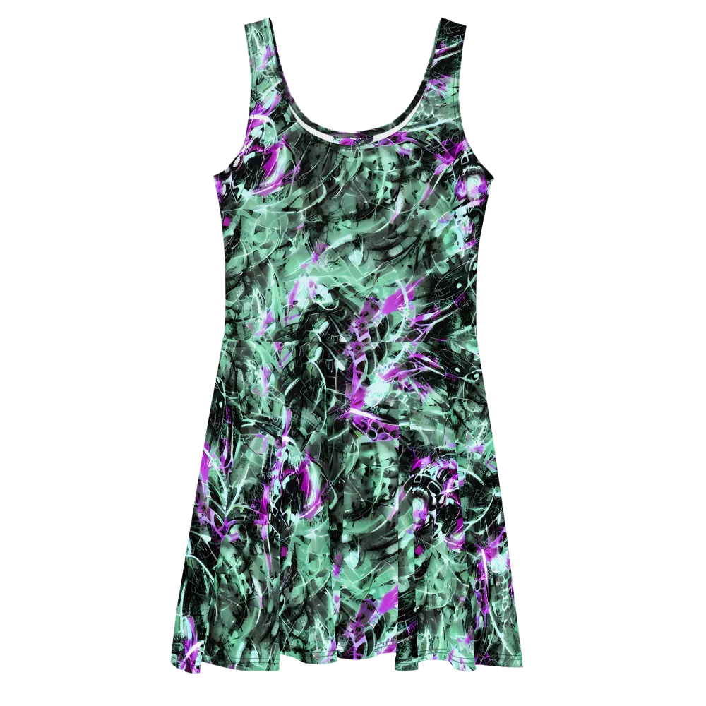 Amethyst Flux on Skater Dress — Front