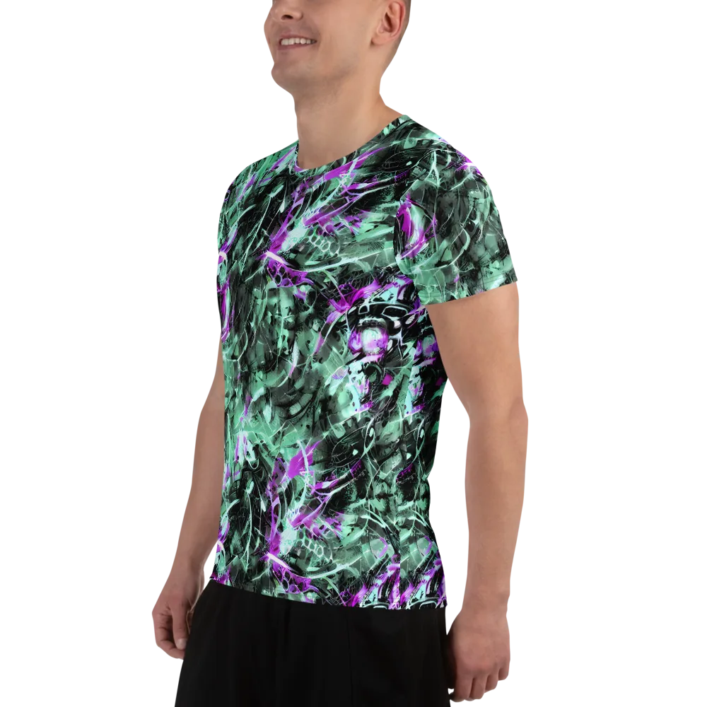 Amethyst Flux on Men's Athletic T-Shirt — Left