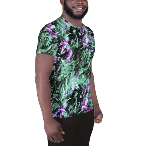 Amethyst Flux on a Men's Athletic T-Shirt