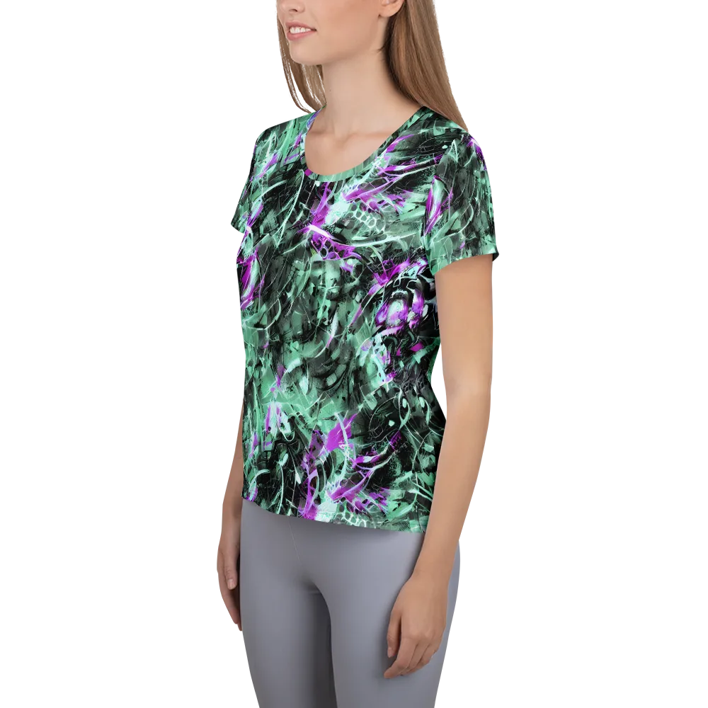 Amethyst Flux on Women's Athletic T-Shirt — Left