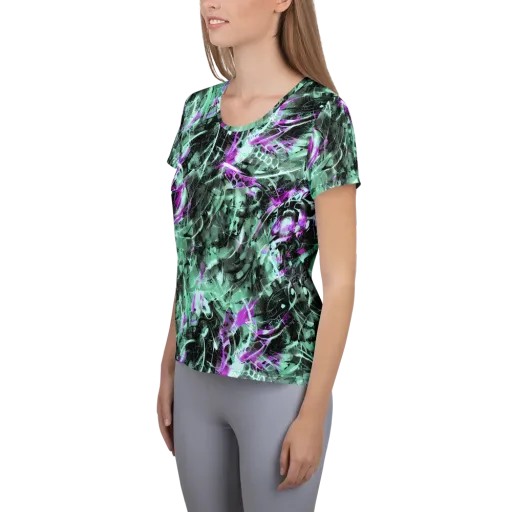 Amethyst Flux on a Women's Athletic T-Shirt