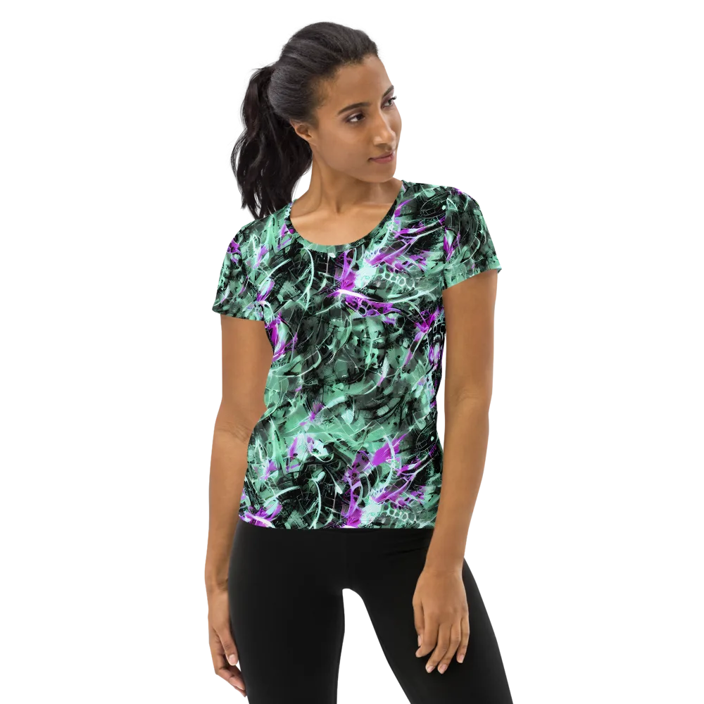 Amethyst Flux on Women's Athletic T-Shirt — Front