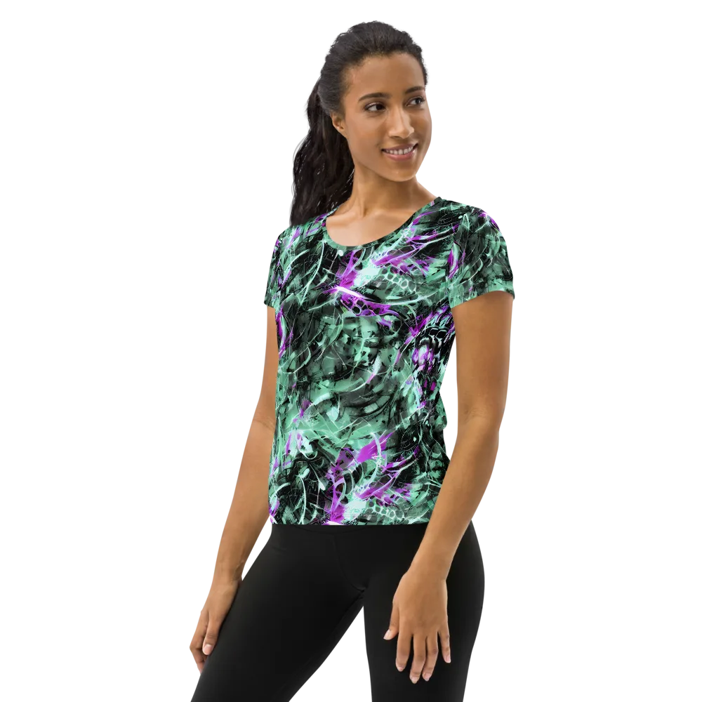 Amethyst Flux on Women's Athletic T-Shirt — Left