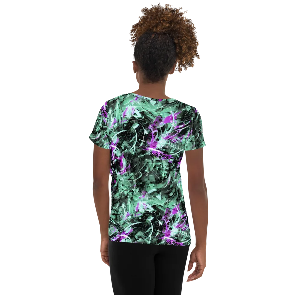 Amethyst Flux on Women's Athletic T-Shirt — Back