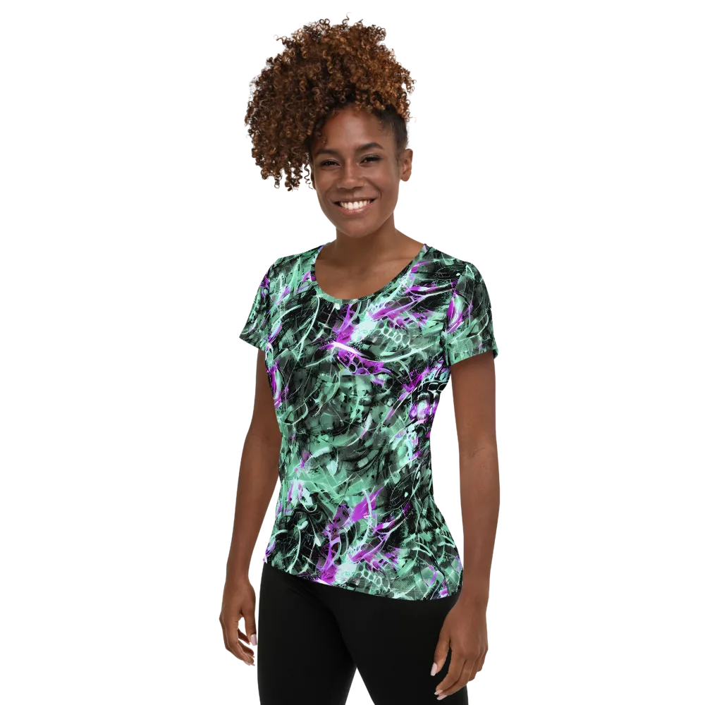 Amethyst Flux on Women's Athletic T-Shirt — Left