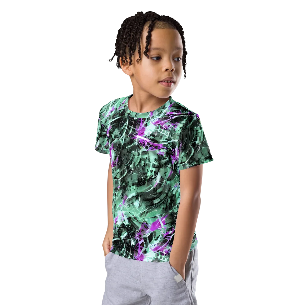 Amethyst Flux on Kids Crew Neck T-Shirt — Left Front