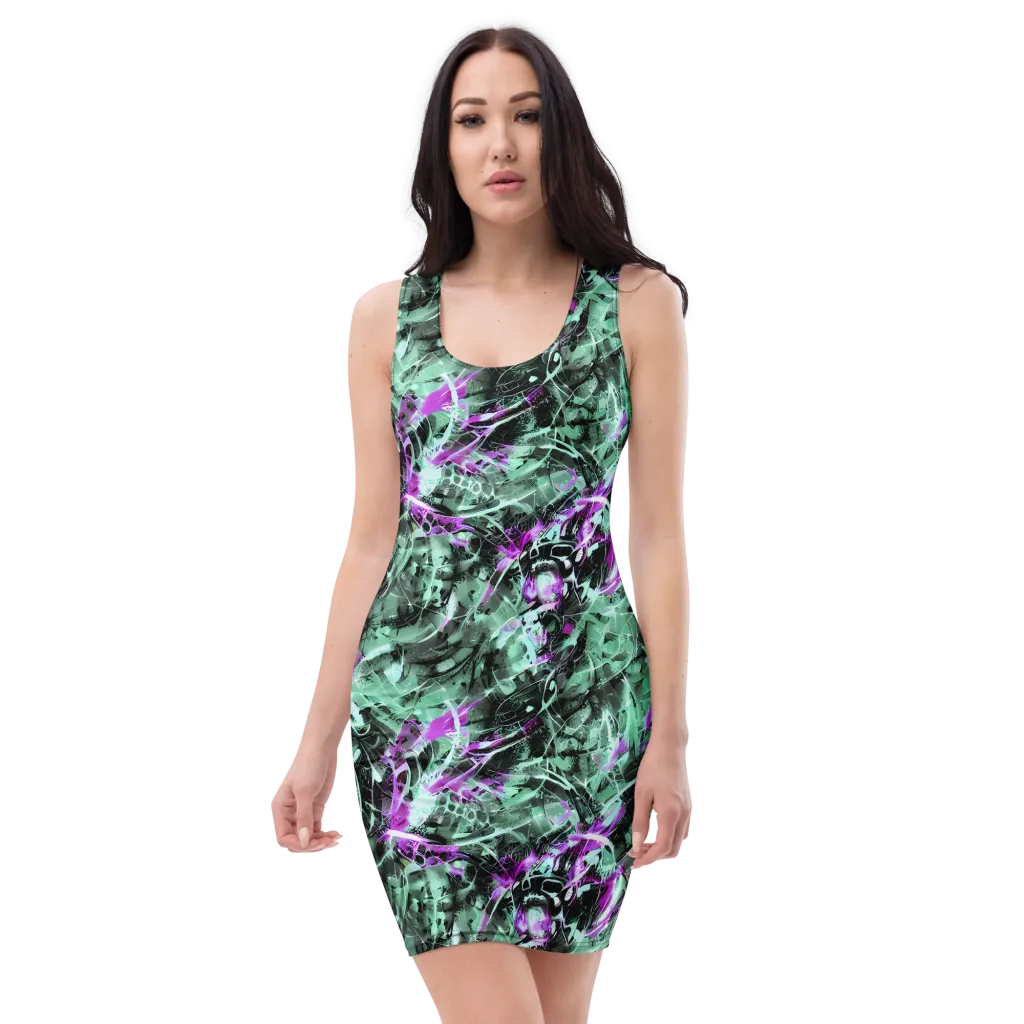 Amethyst Flux on Bodycon Dress — Front