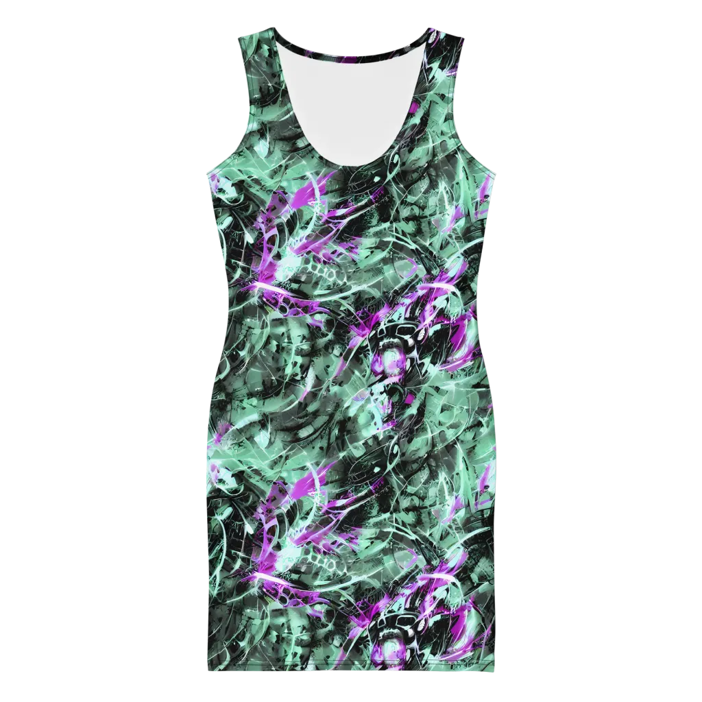 Amethyst Flux on Bodycon Dress — Front