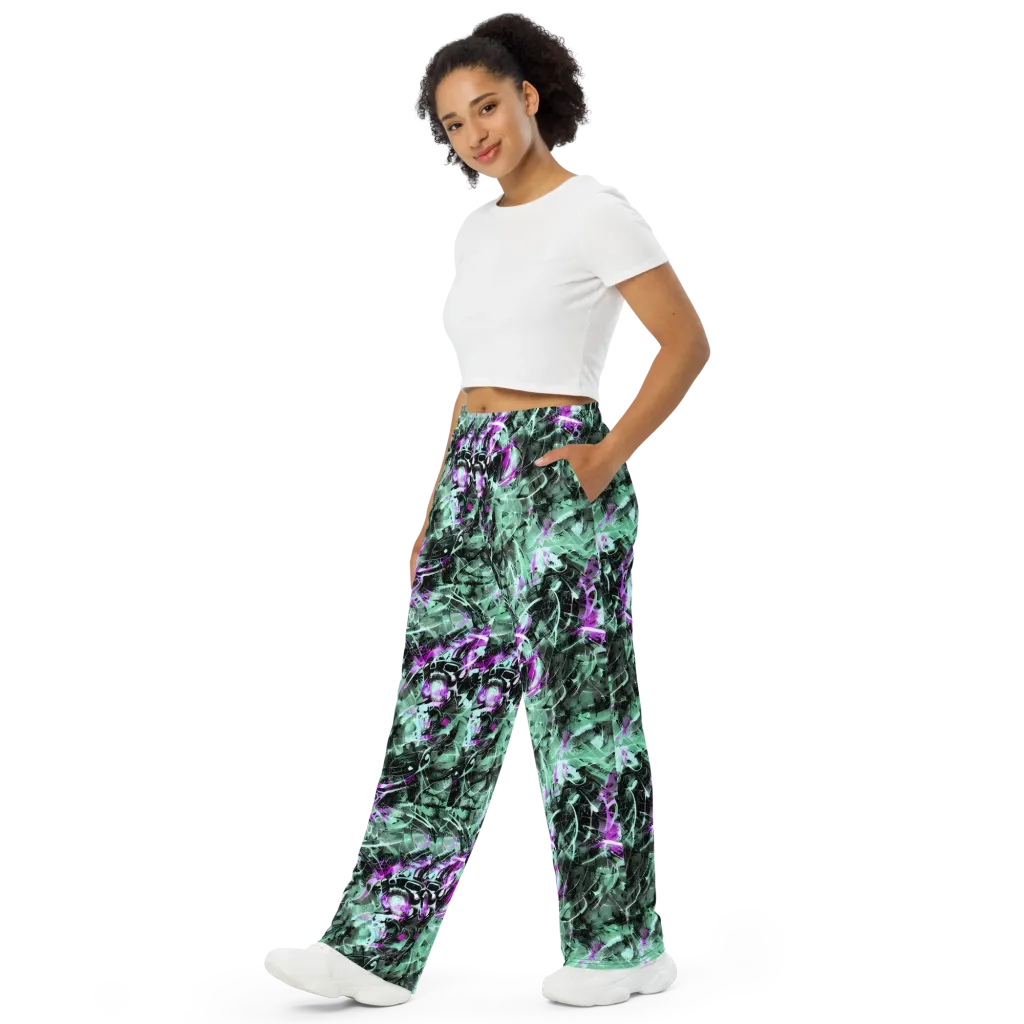 Amethyst Flux on Wide-Leg Pants — Left Front