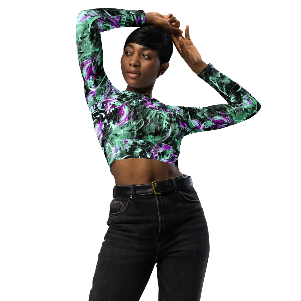 Amethyst Flux on Long Sleeve Crop Top — Front