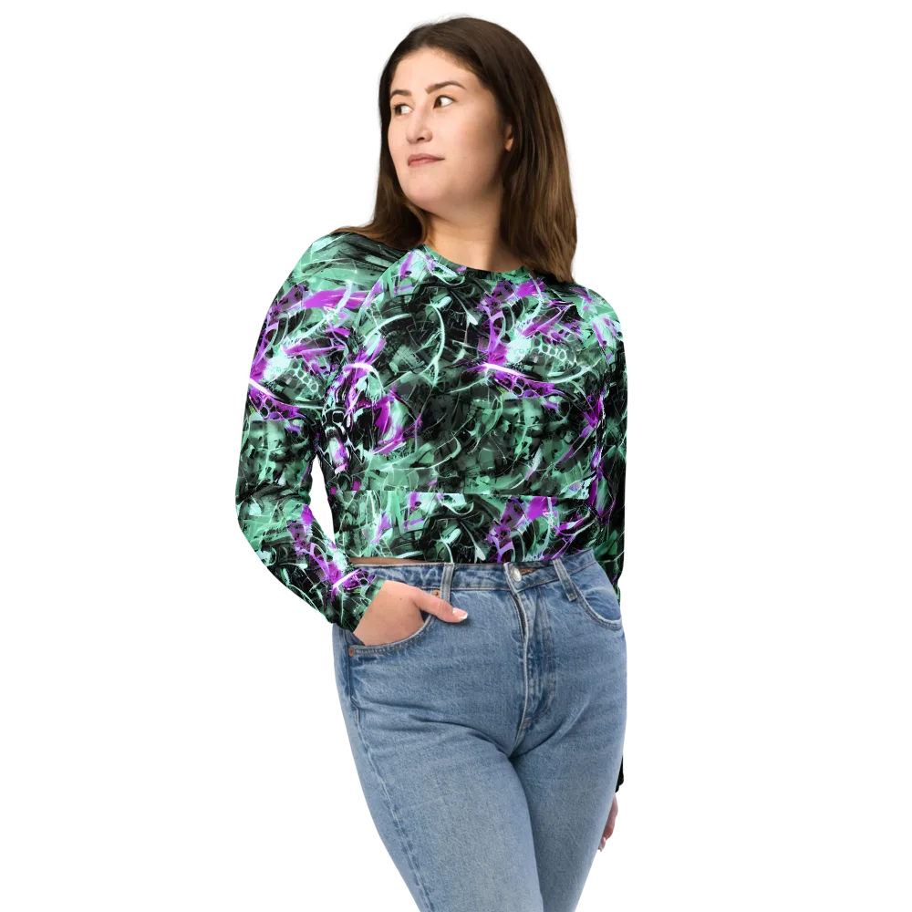 Amethyst Flux on Long Sleeve Crop Top — Front