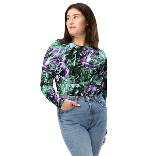 Amethyst Flux on a Long Sleeve Crop Top