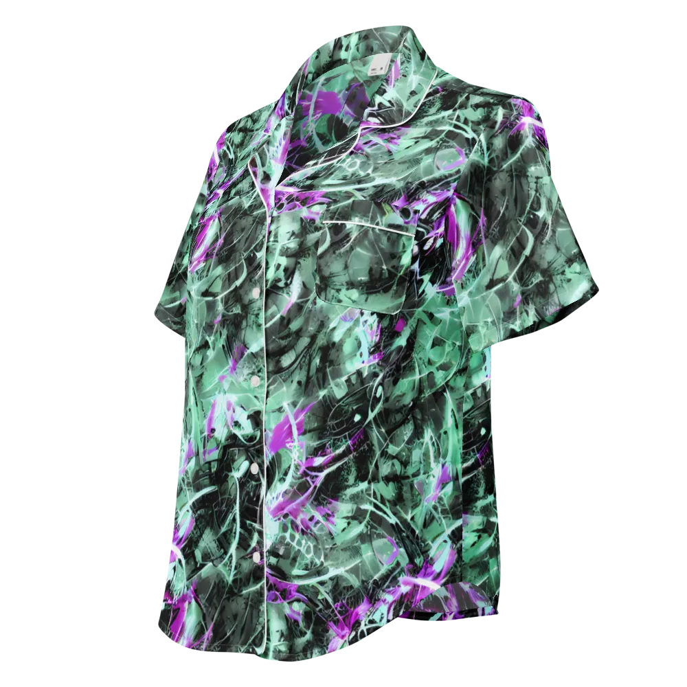Amethyst Flux on Women's Short Sleeve Pajama Top — Left Front