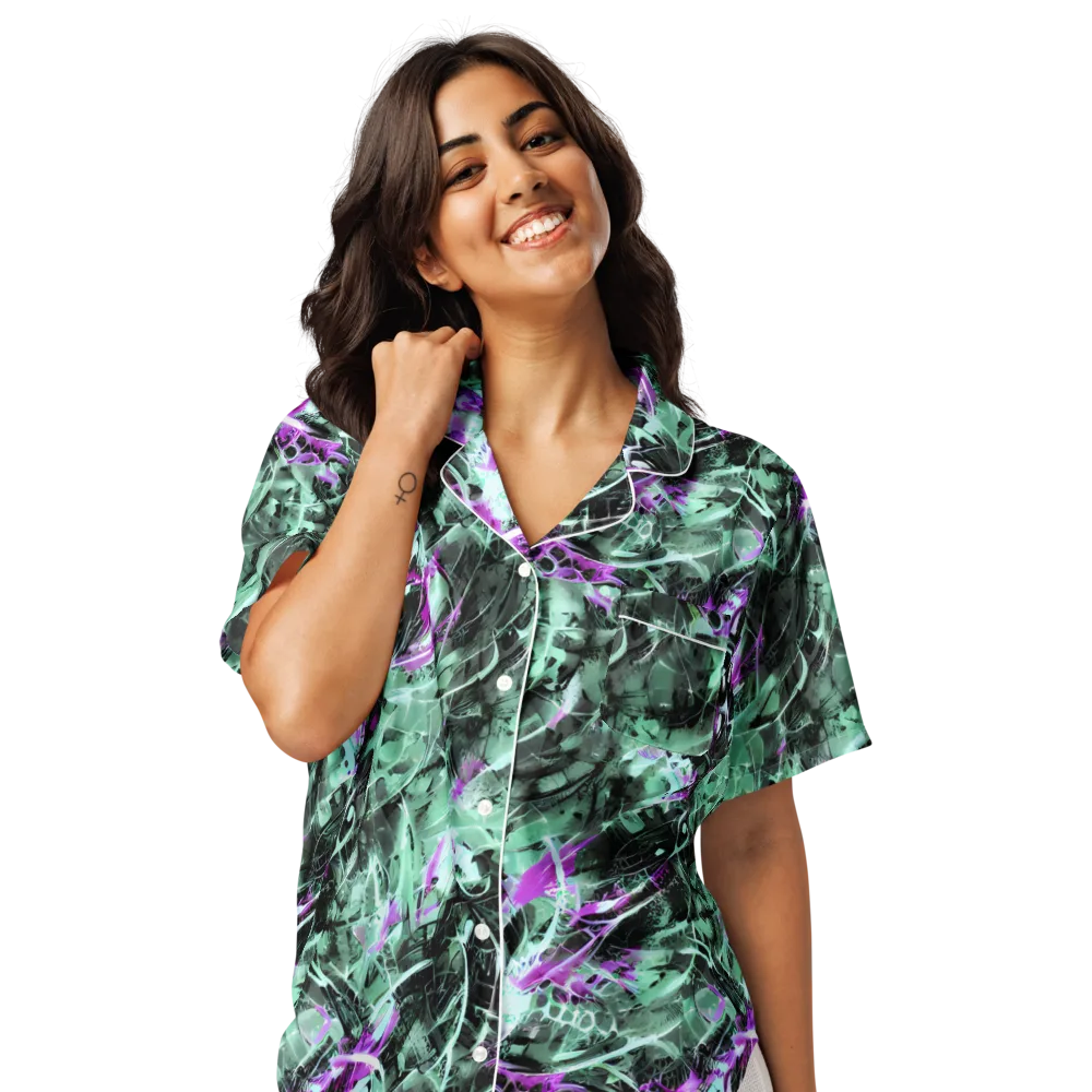 Amethyst Flux on Women's Short Sleeve Pajama Top — Front