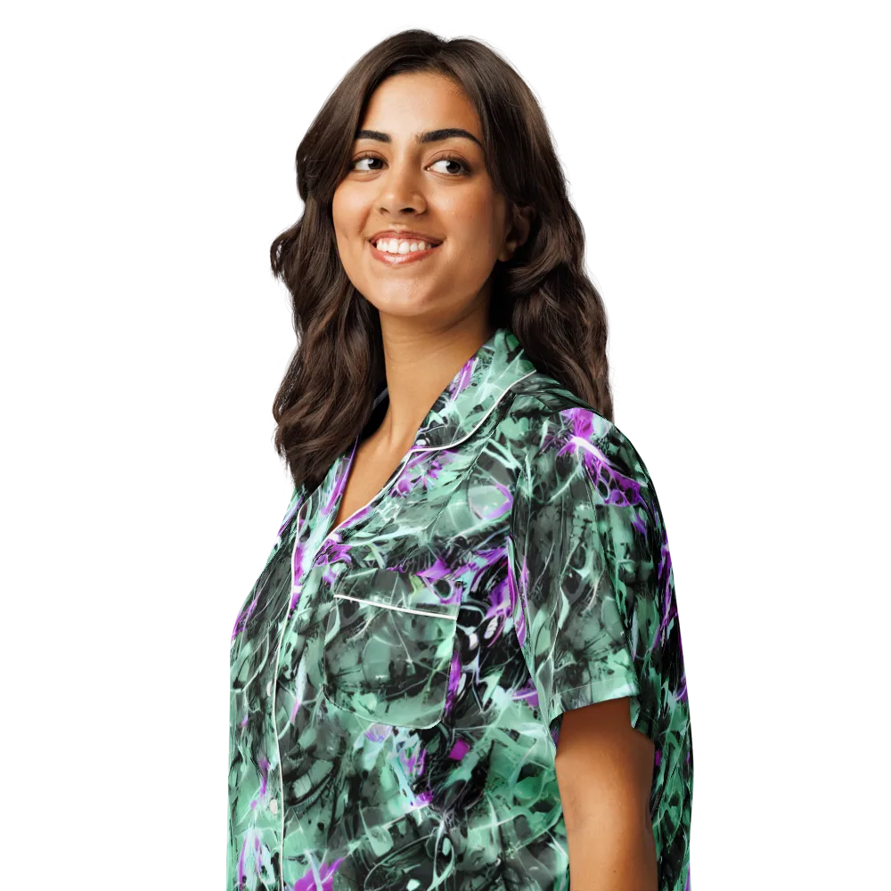 Amethyst Flux on Women's Short Sleeve Pajama Top — Left Front