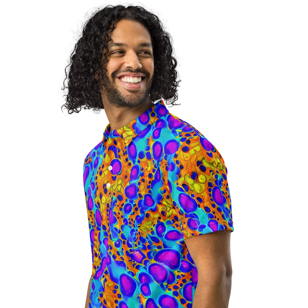 Bubble Reactor on Men's Slim Fit Polo Shirt — Left Front