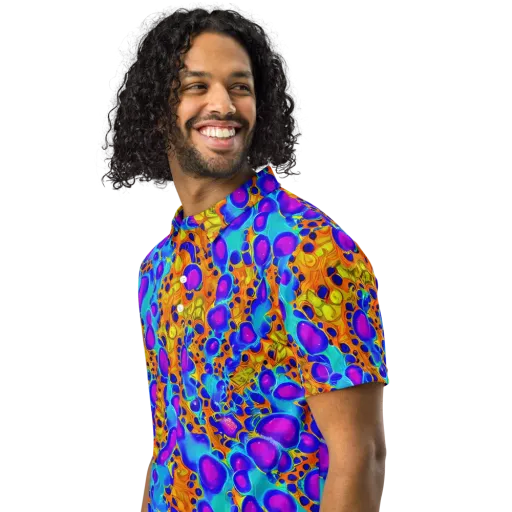 Bubble Reactor on a Men's Slim Fit Polo Shirt