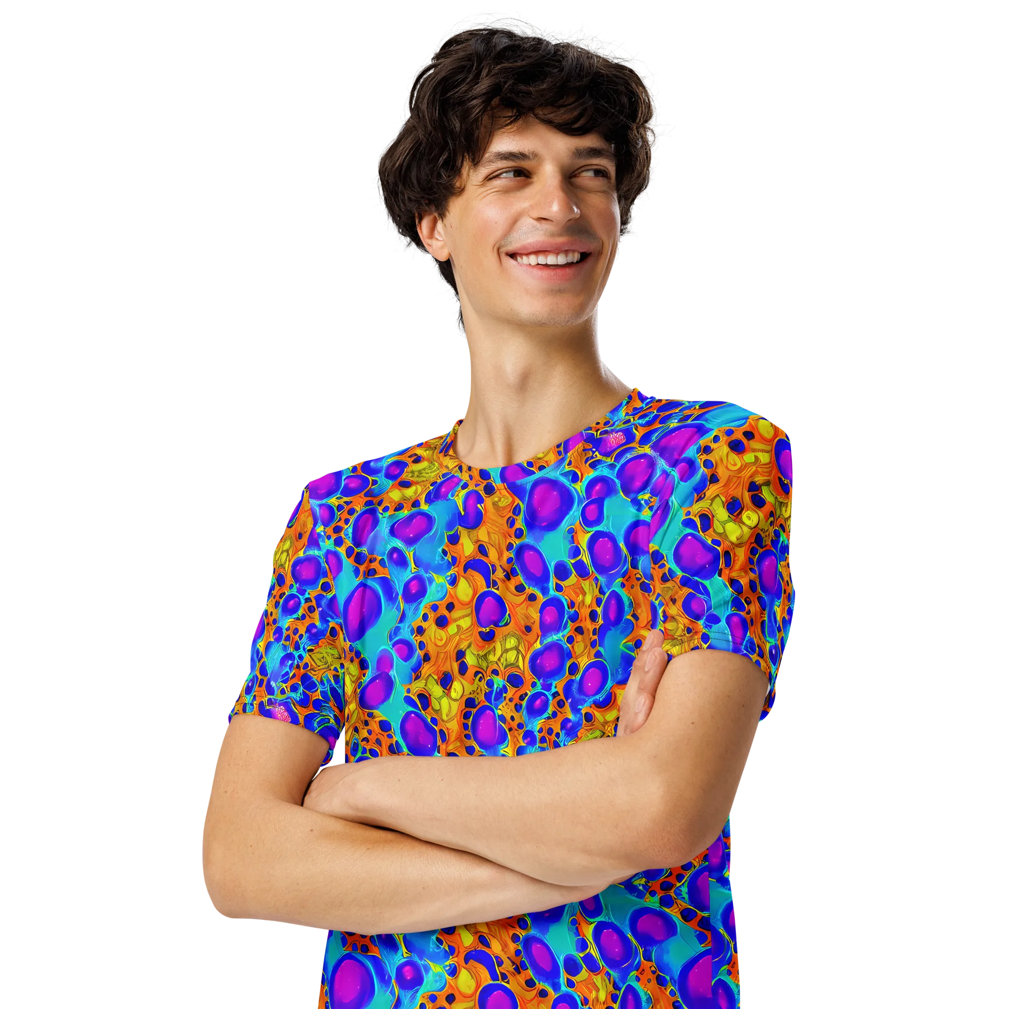 Bubble Reactor on Men's Crew Neck T-Shirt — Left Front