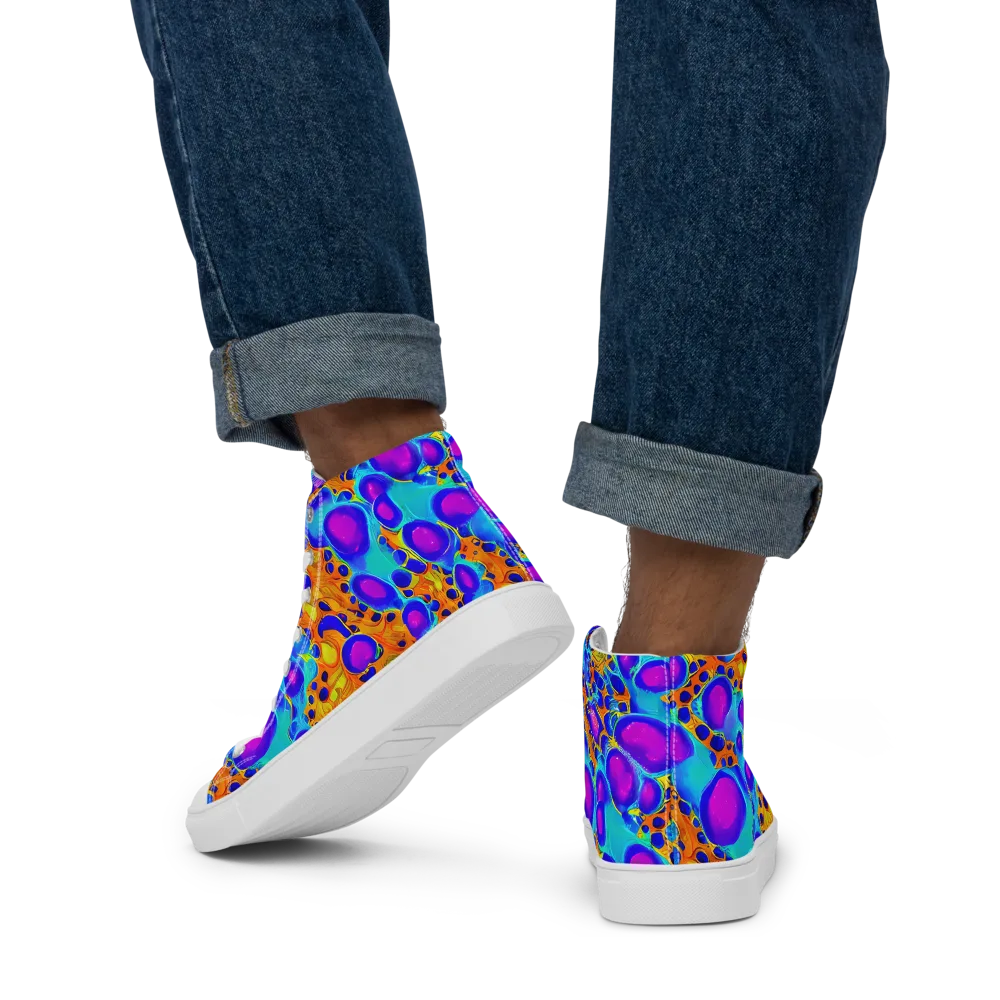 Bubble Reactor on Men's High Top Canvas Shoes — Back